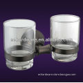 Glass Cup Brass Bathroom Double Tumbler Holder
